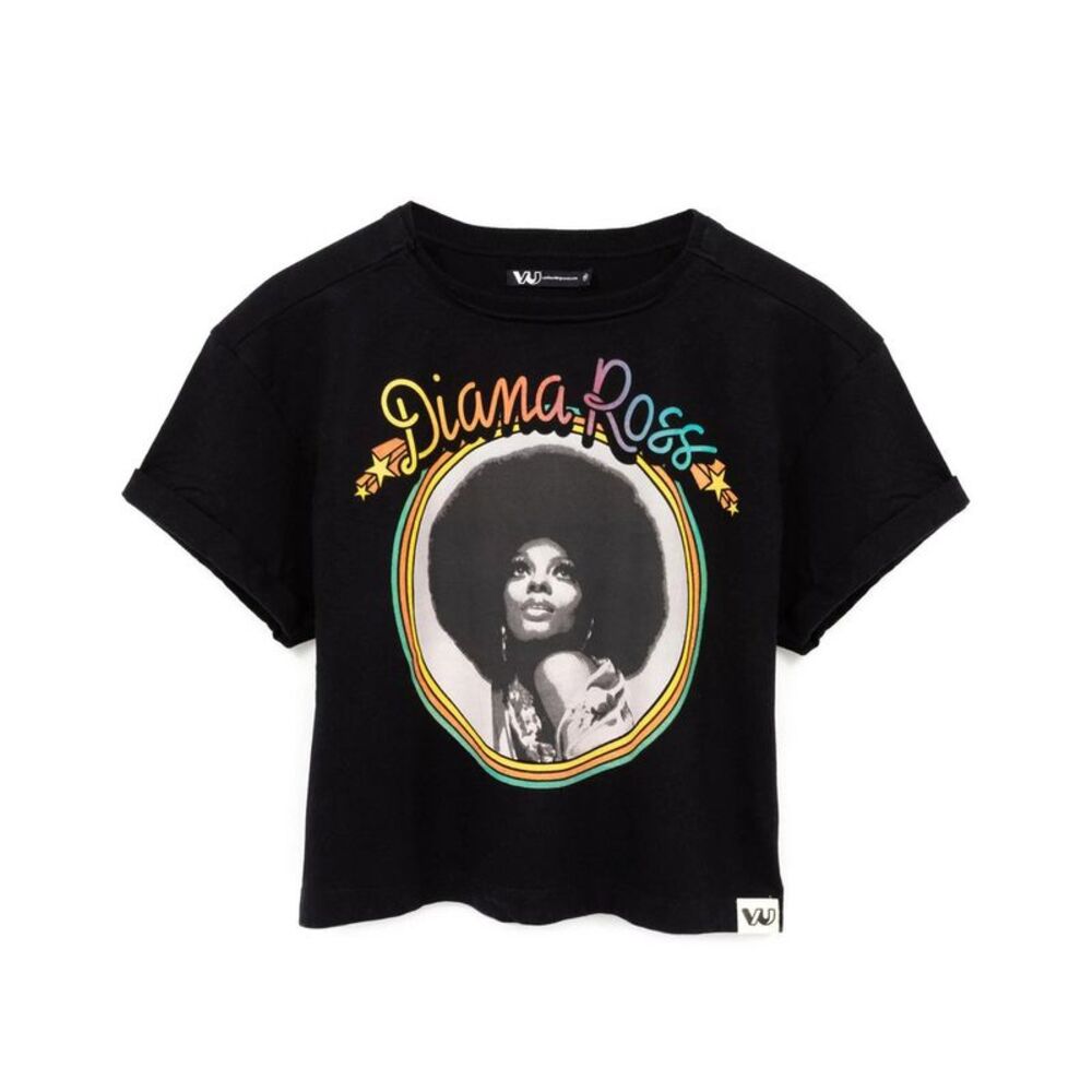 Diana Ross Womens/Ladies Crop T-Shirt / Black/White
